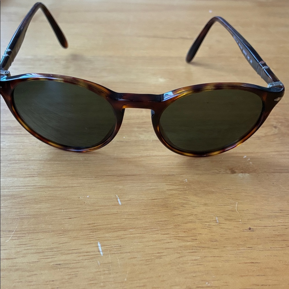 Persol Brown Sunglasses with Green Lenses